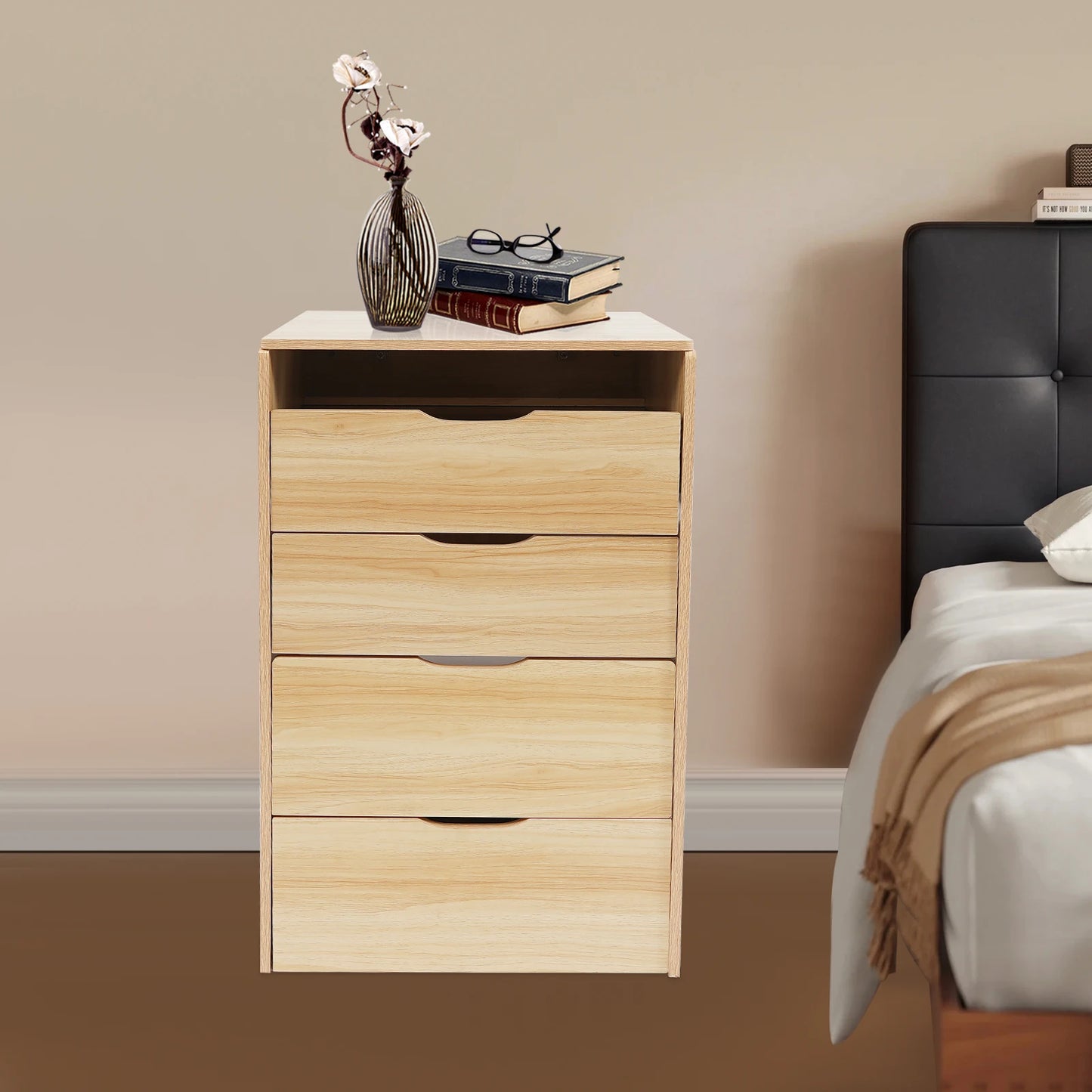 48CM Log Color Vanity Desk with Makeup Stool Modern Dresser Table