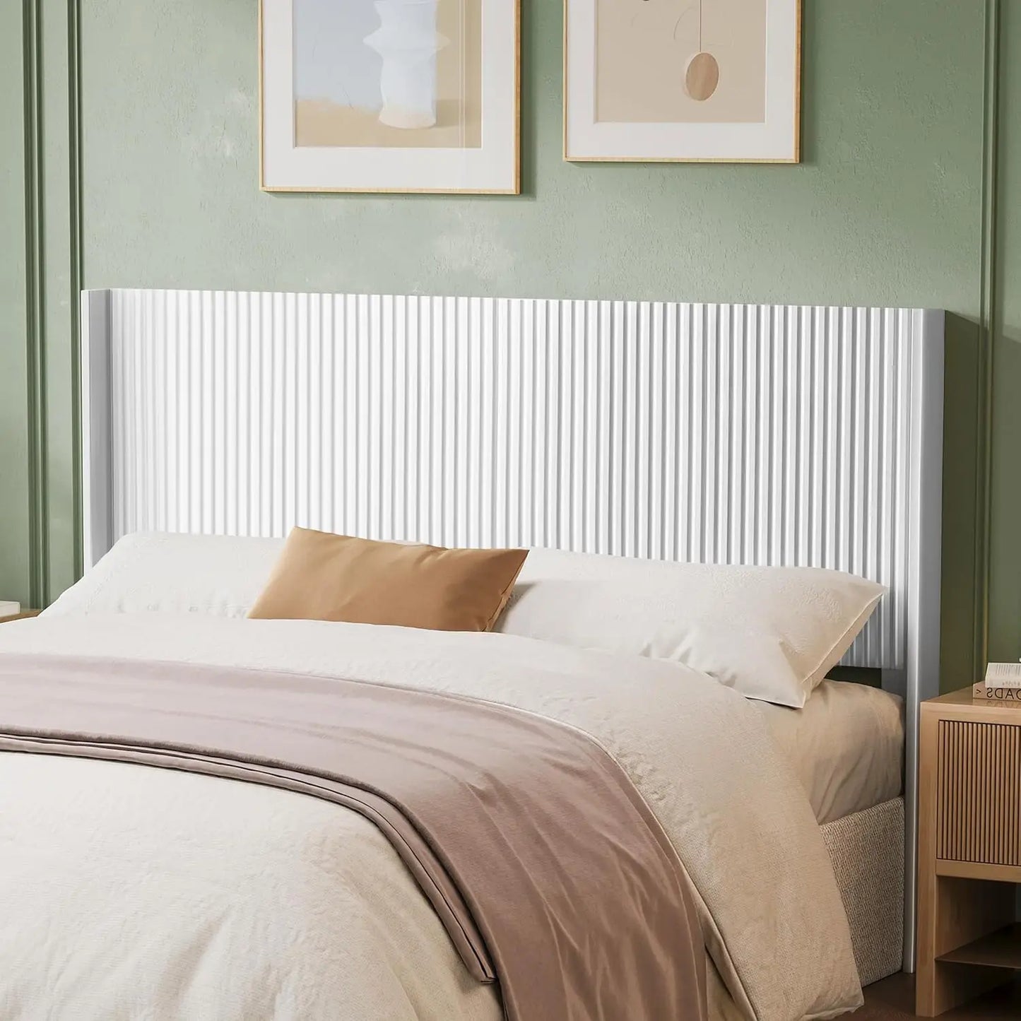 Ljustra Queen Size Wooden Headboard Modern Farmhouse Wall Mounted Design