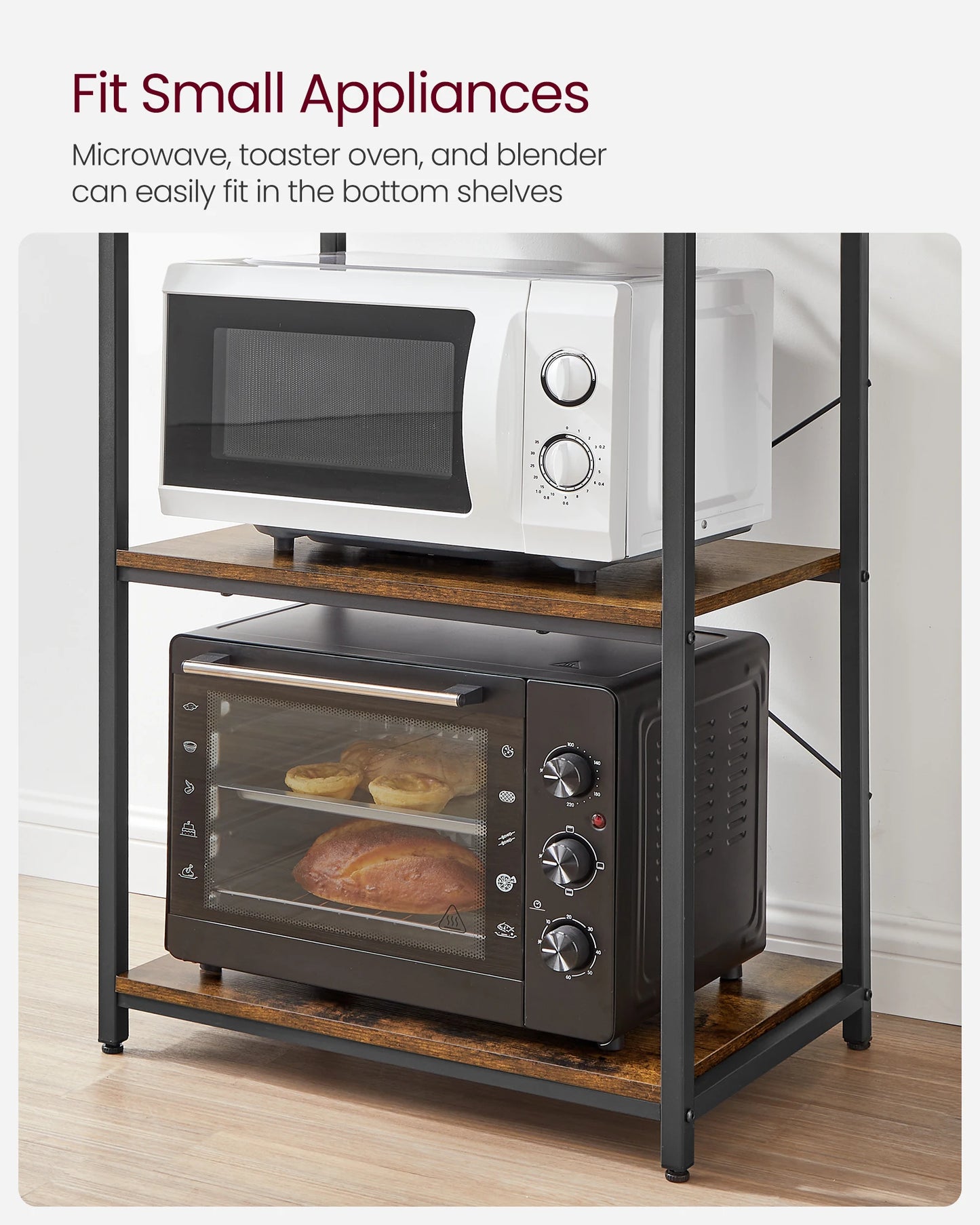 VASAGLE 6-Tier Kitchen Shelves Baker’s Rack Microwave Stand Industrial