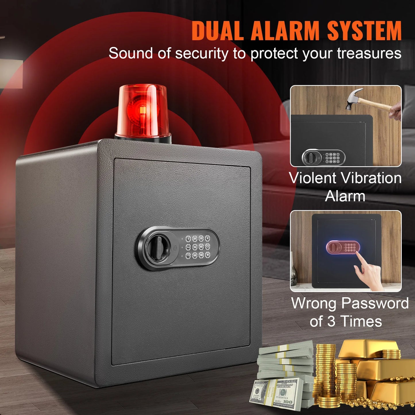 Ljustra 1.8 Cubic Feet Steel Security Safe with Digital Keypad and Keys