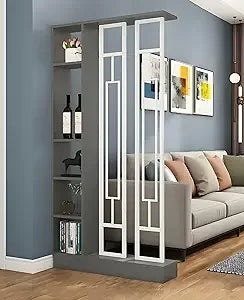 Wall Room Divider Bookshelf Modern Wood Bookcase Stylish Storage Cabinet