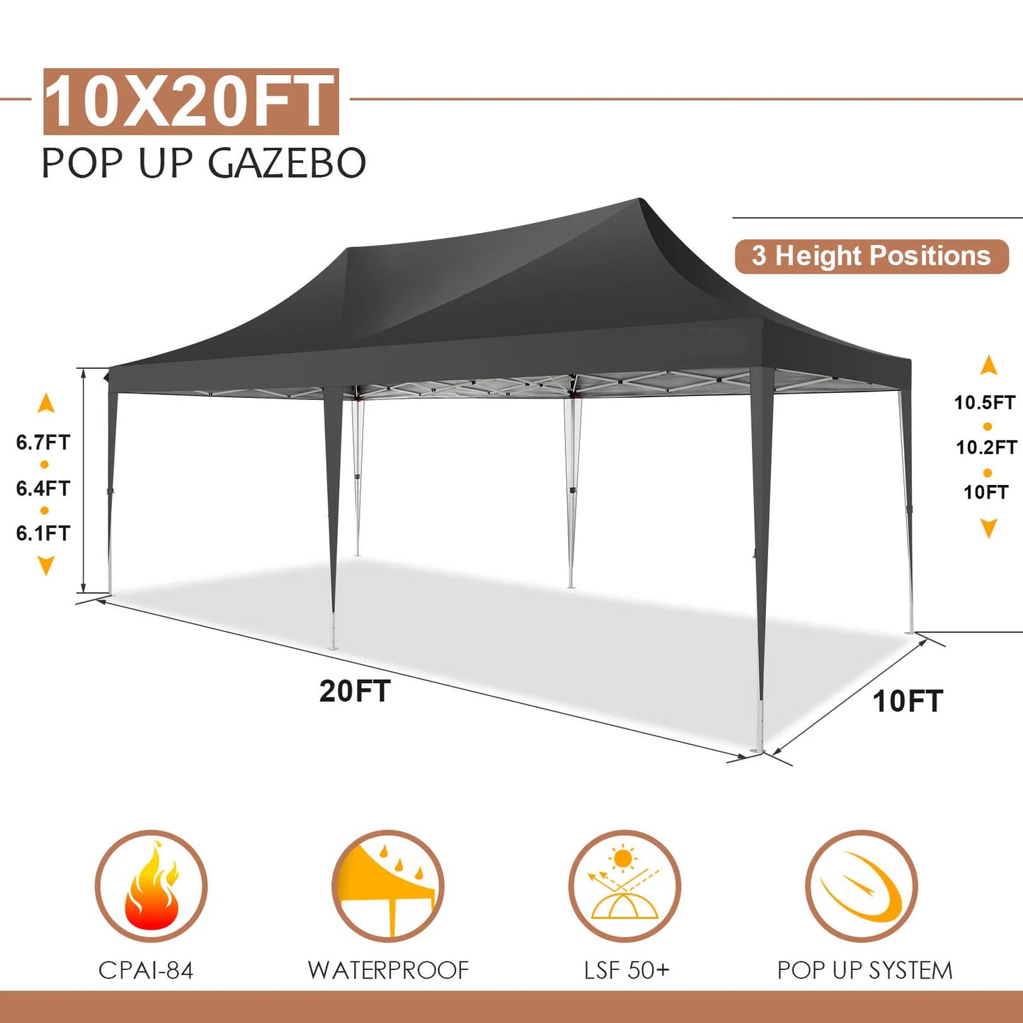 10x20 Pop Up Canopy Tent Wedding Party Outdoor Gazebo with Sidewalls