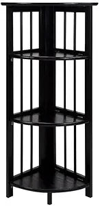 Natural Beauty Corner Folding Bookcase 4-Shelf Storage for Home Office