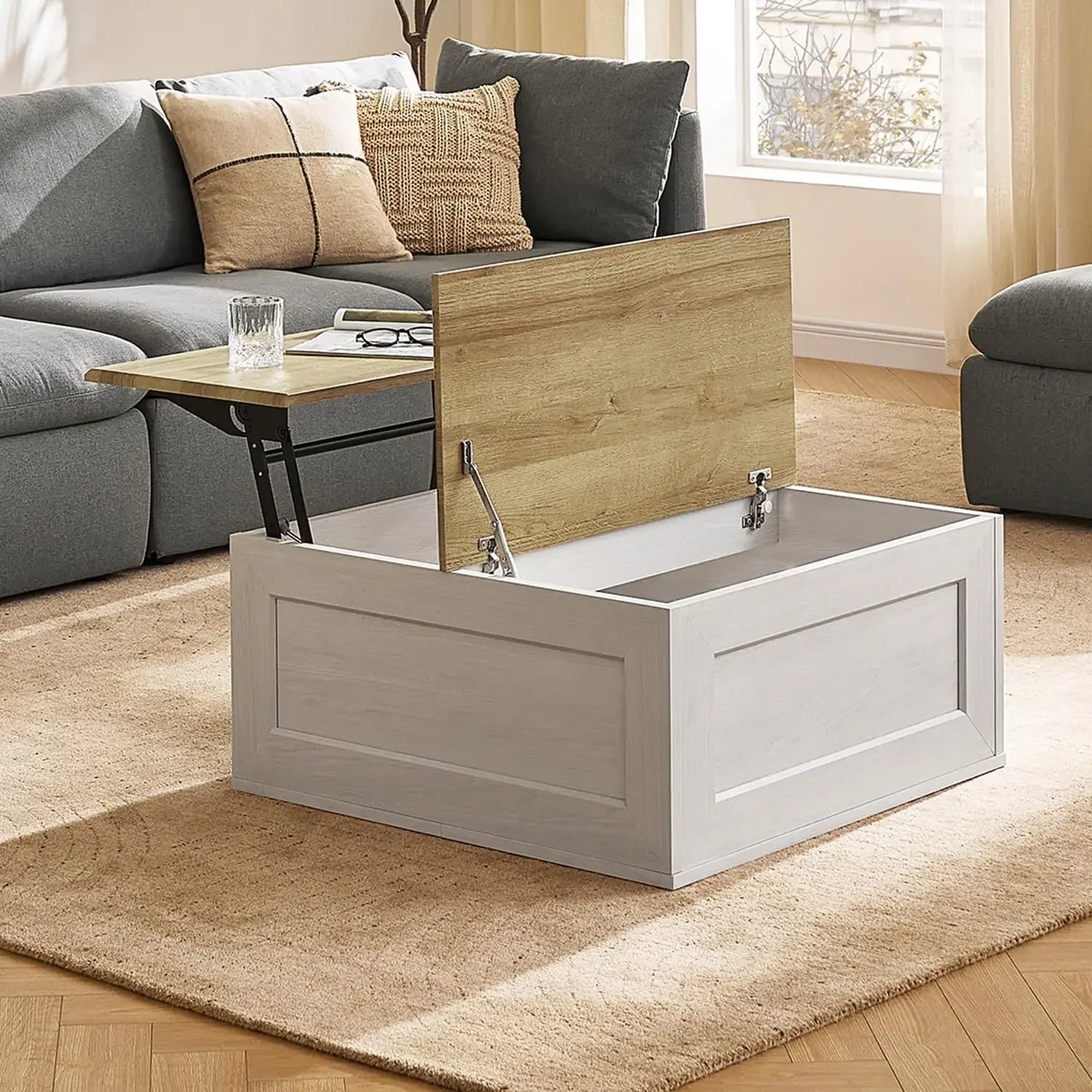 Brooklyn Lift Top Coffee Table Mid Century Modern Farmhouse Living Room