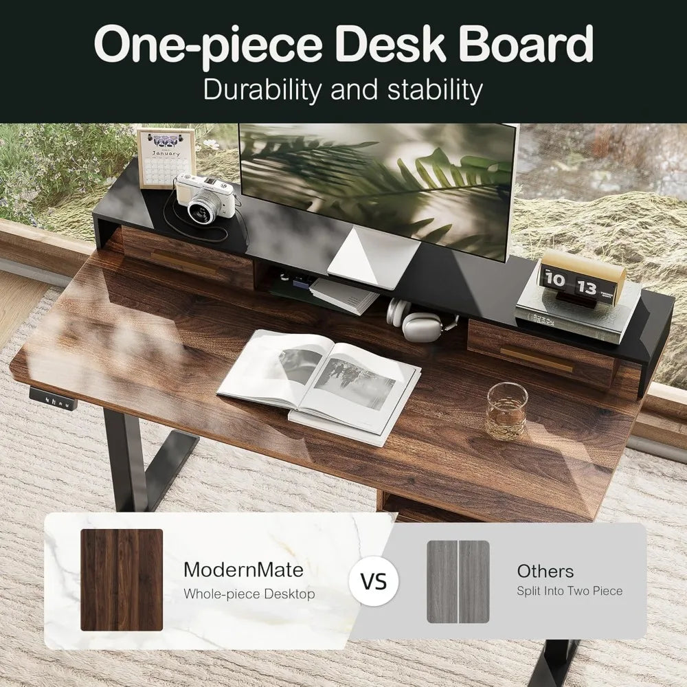 Electric Standing Desk with 4 Drawers Height Adjustable Home Office