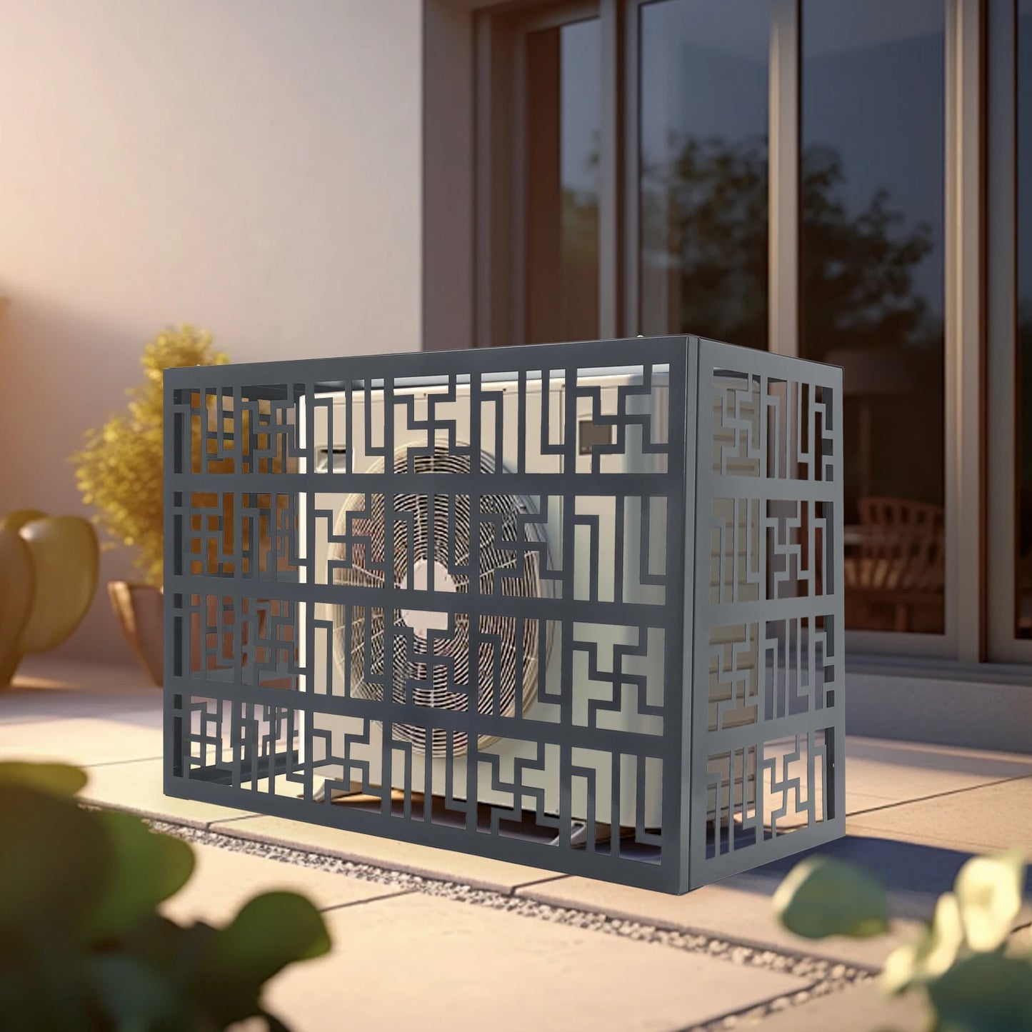 Freestanding Air Conditioner Fence Privacy Screen with Planter Box Outdoor