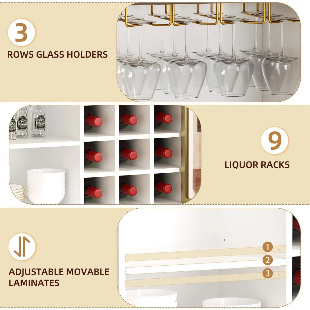 Ljustra Coffee Bar Cabinet Glass Door White Wine Liquor Storage Buffet