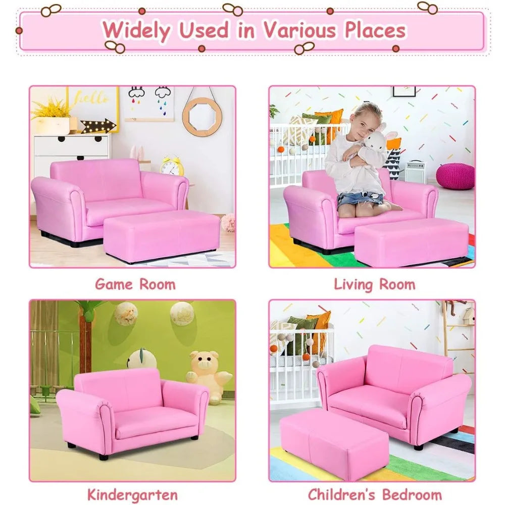 Ljustra 2 in 1 Double Seat Sofa with Footstool for Kids Lounge Chair