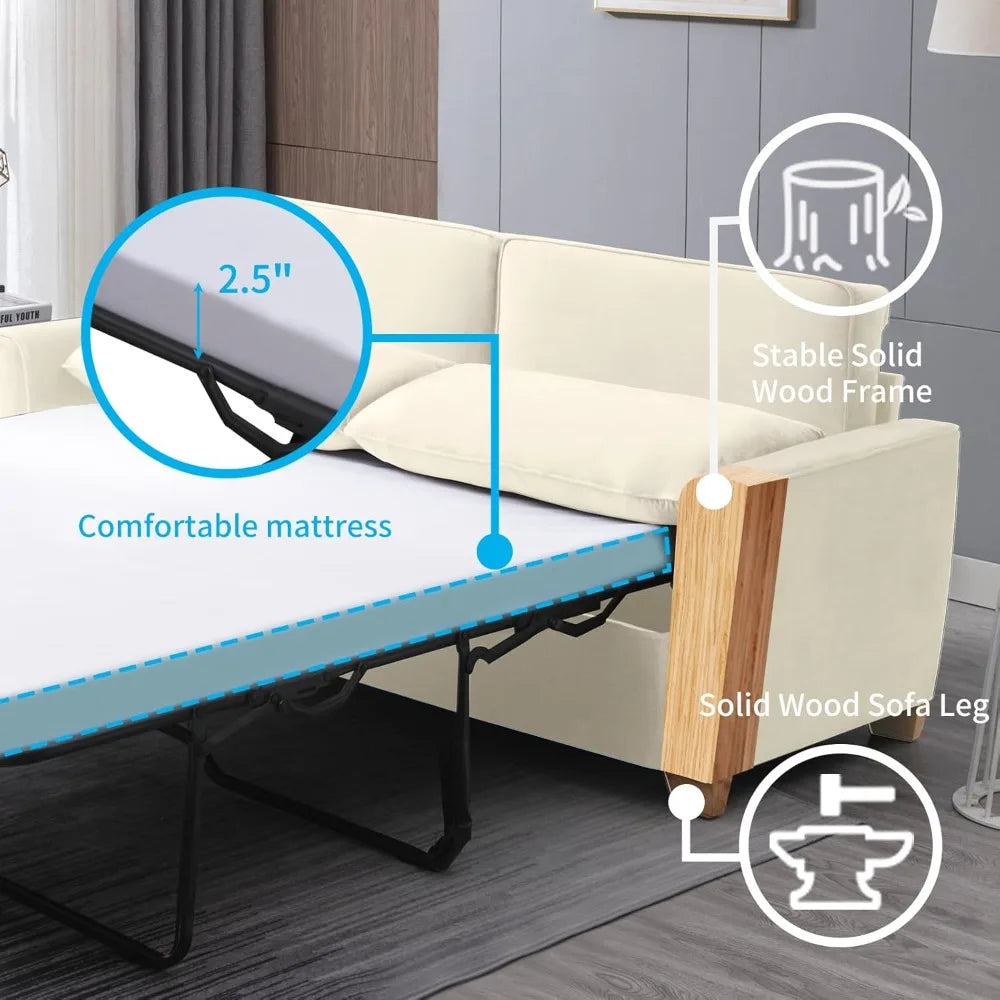 Ljustra 2-in-1 Full Pull Out Sofa Bed Modern Velvet Loveseat Sleeper Couch