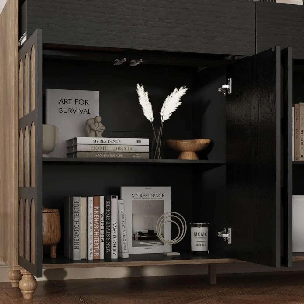 Modern 59 Inch Sideboard Buffet Cabinet with 2 Drawers and Pop-Up Doors