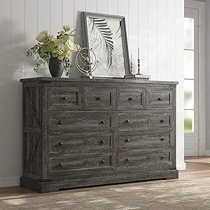 10 Drawer Dresser Farmhouse Modern Storage Chest Wide TV Stand