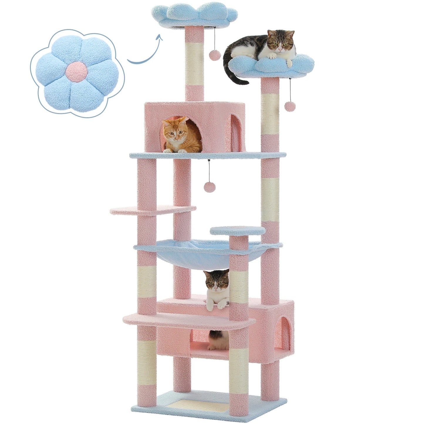 Multi-Level Cat Tree Tower Scratching Posts Hammock Condo Indoor Cats