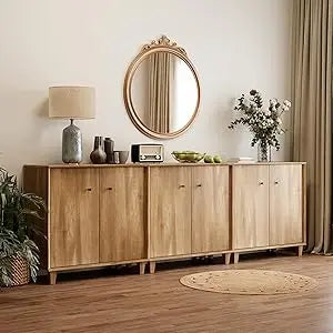 Modern Sideboard Buffet Cabinet with Adjustable Shelves for Storage