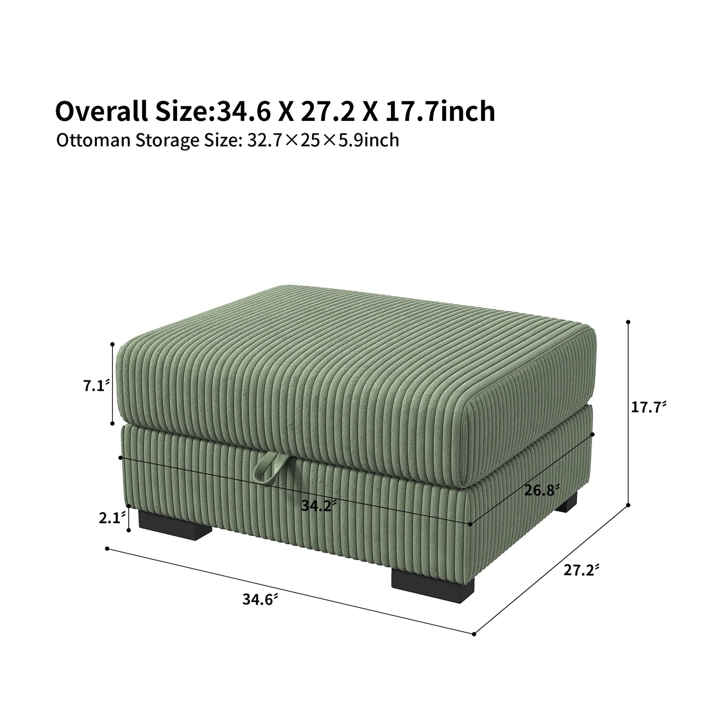 Corduroy Modular Sectional Sofa Modern Cloud Couch Living Room Furniture