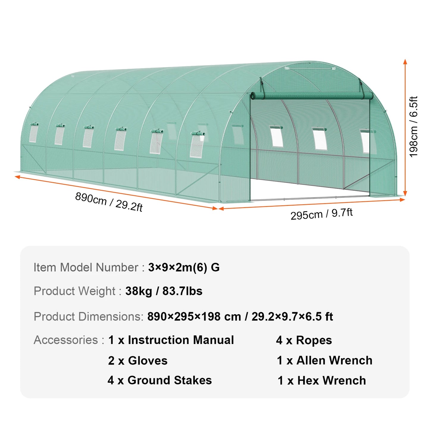 Large Walk-in Tunnel Greenhouse Heavy-Duty PE Cover Steel Frame