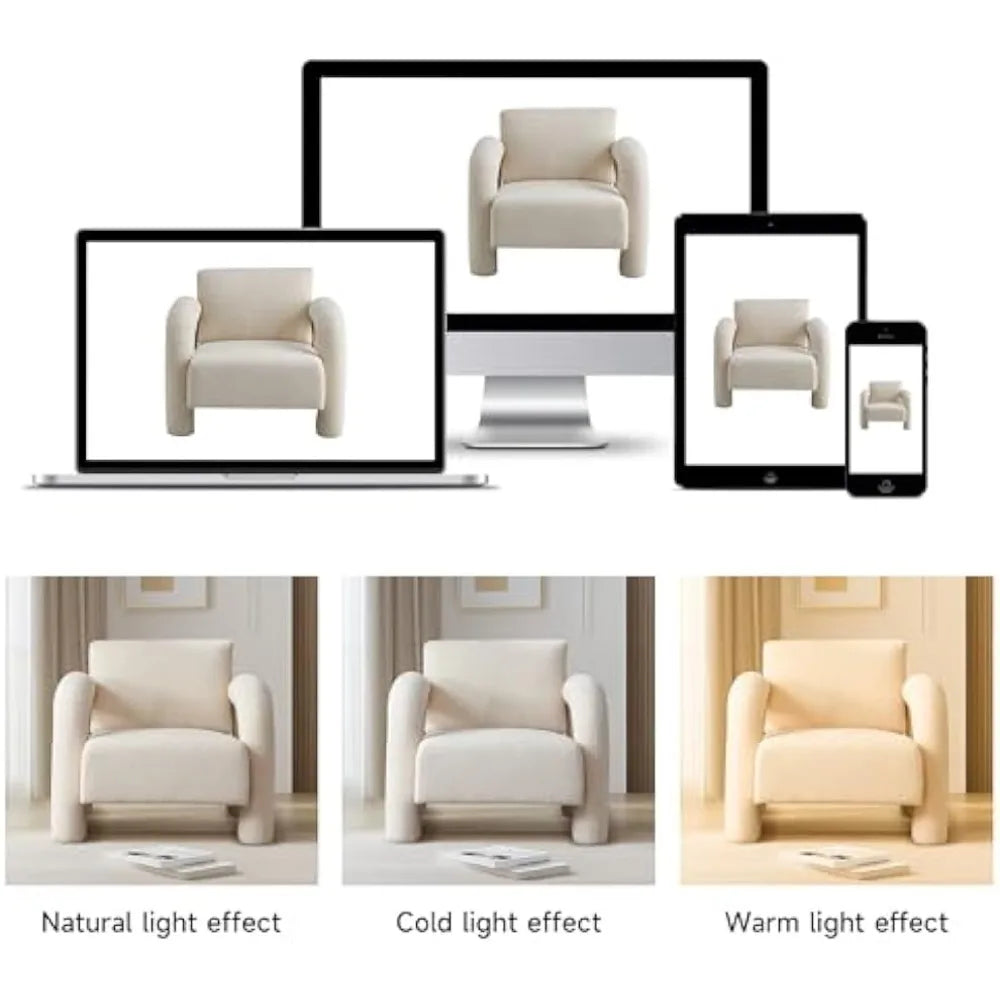 Modern Accent Chair Sherpa Fabric Upholstered Armchair for Living Room