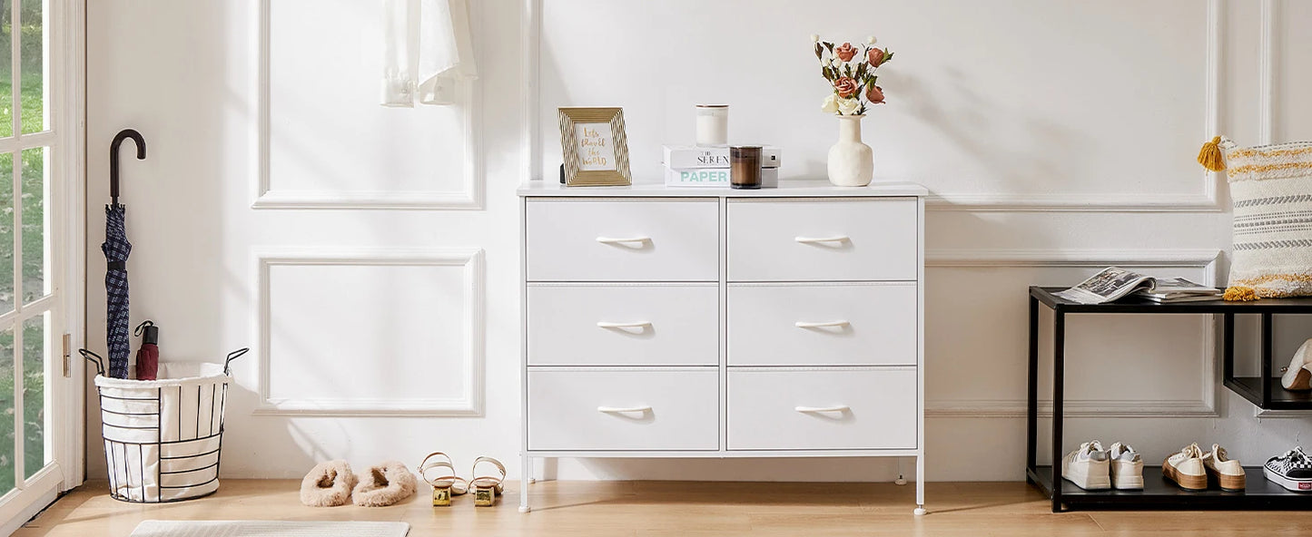 Ljustra 6 Drawer Nightstand Modern Storage Table for Bedroom Living Room