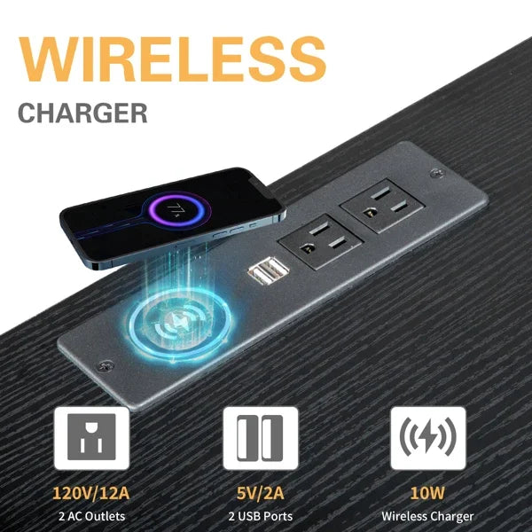 Modern LED Bedside Table with Drawer and USB Charging Station