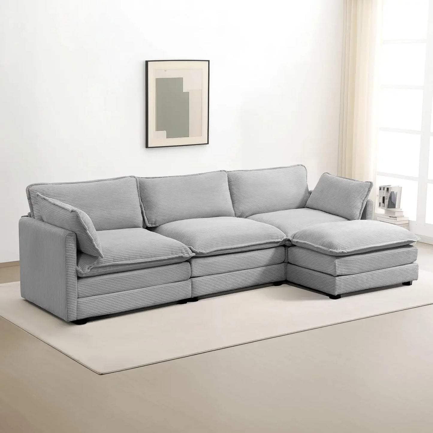Ljustra Oversized Modular Sectional Sofa with Movable Ottoman 112 Inch