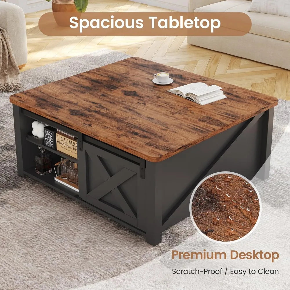 Lift Top Coffee Table with Storage Square Coffee Table for Living Room