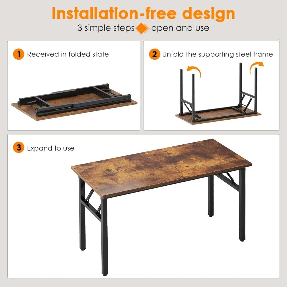 Ljustra 47 Inch Folding Computer Desk Office Desk BIFMA Certified Rustic Brown