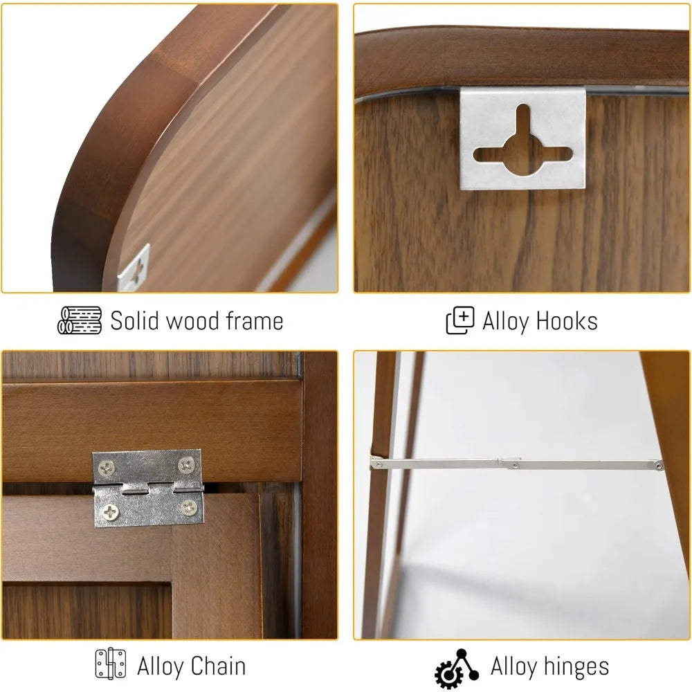 Wooden Full-Length Mirror 63"x18" Solid Wood Frame Floor Wall Mounted