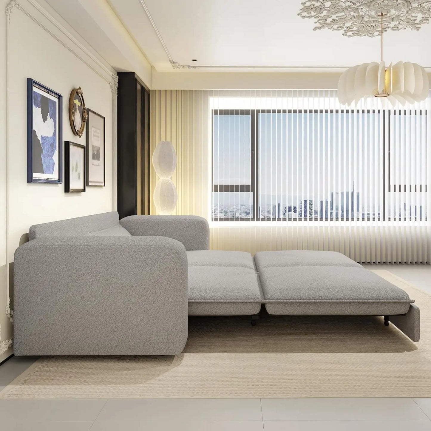 Ljustra 93 Inch King Pull Out Sofa Bed 3 in 1 Sleeper Couch