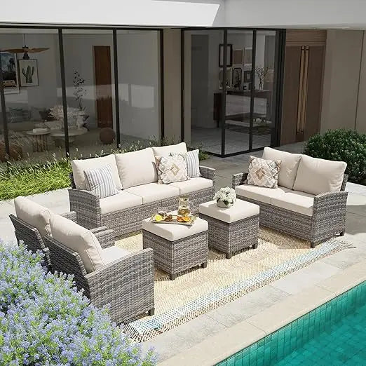 Modular Wicker Outdoor Sectional Sofa Set Patio Furniture Conversation Set