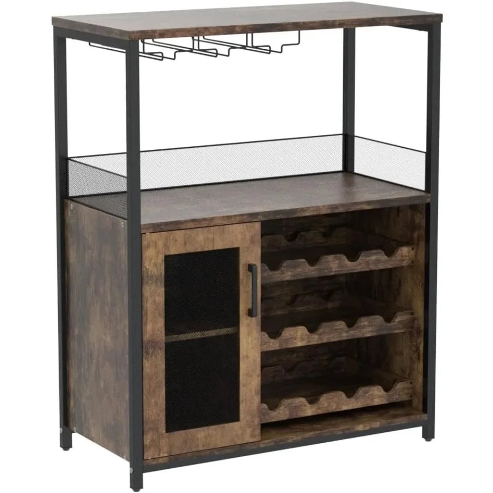 Wine Bar Cabinet with Detachable Wine Rack Glass Holder Sideboard Buffet