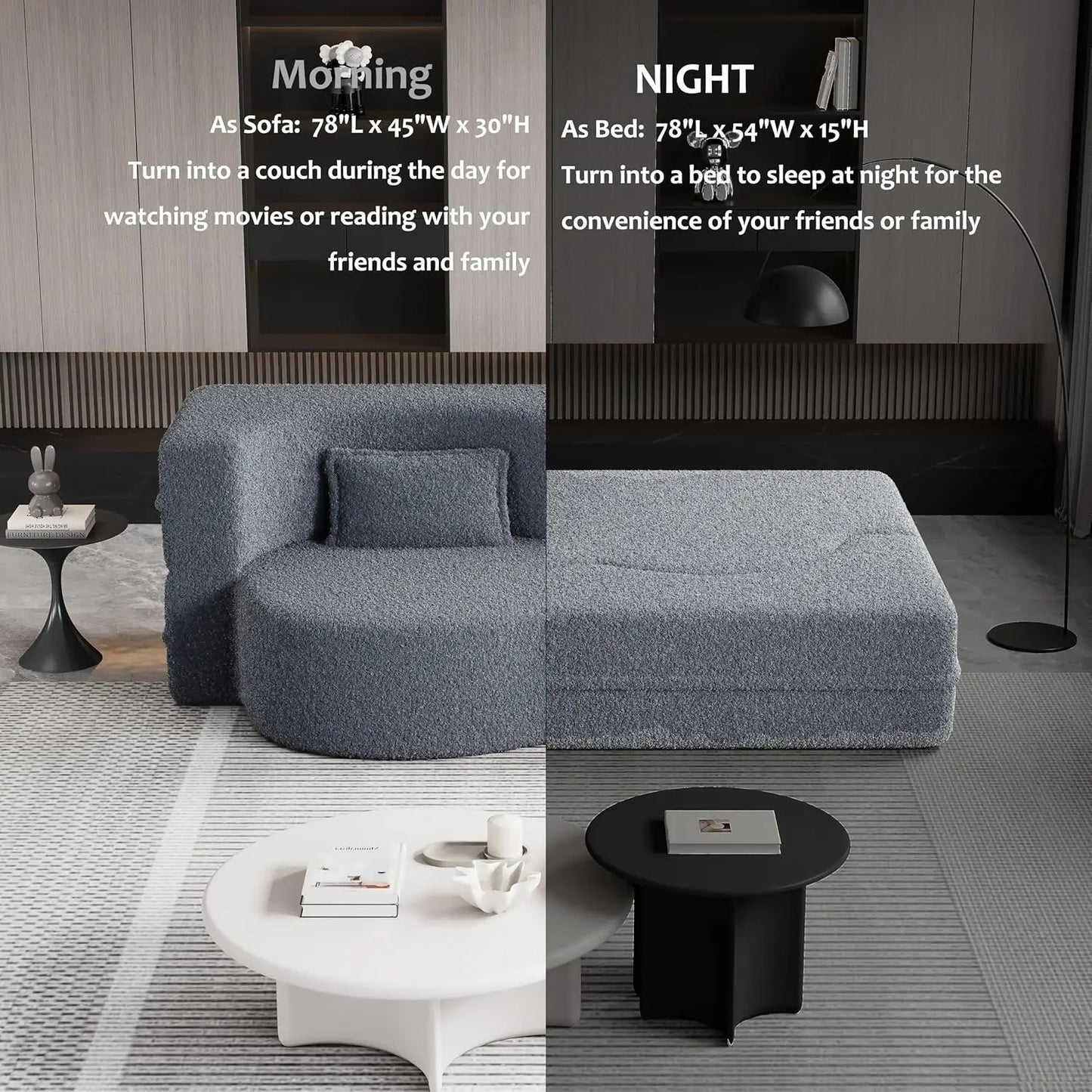 Ljustra Convertible Folding Sofa Bed Memory Foam Sleeper Couch