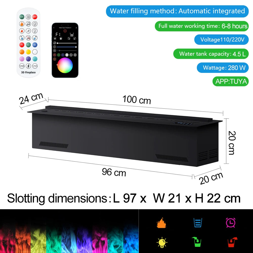 Smart Home 3D Atomized Electric Fireplace Indoor LED Flame Eco-Friendly