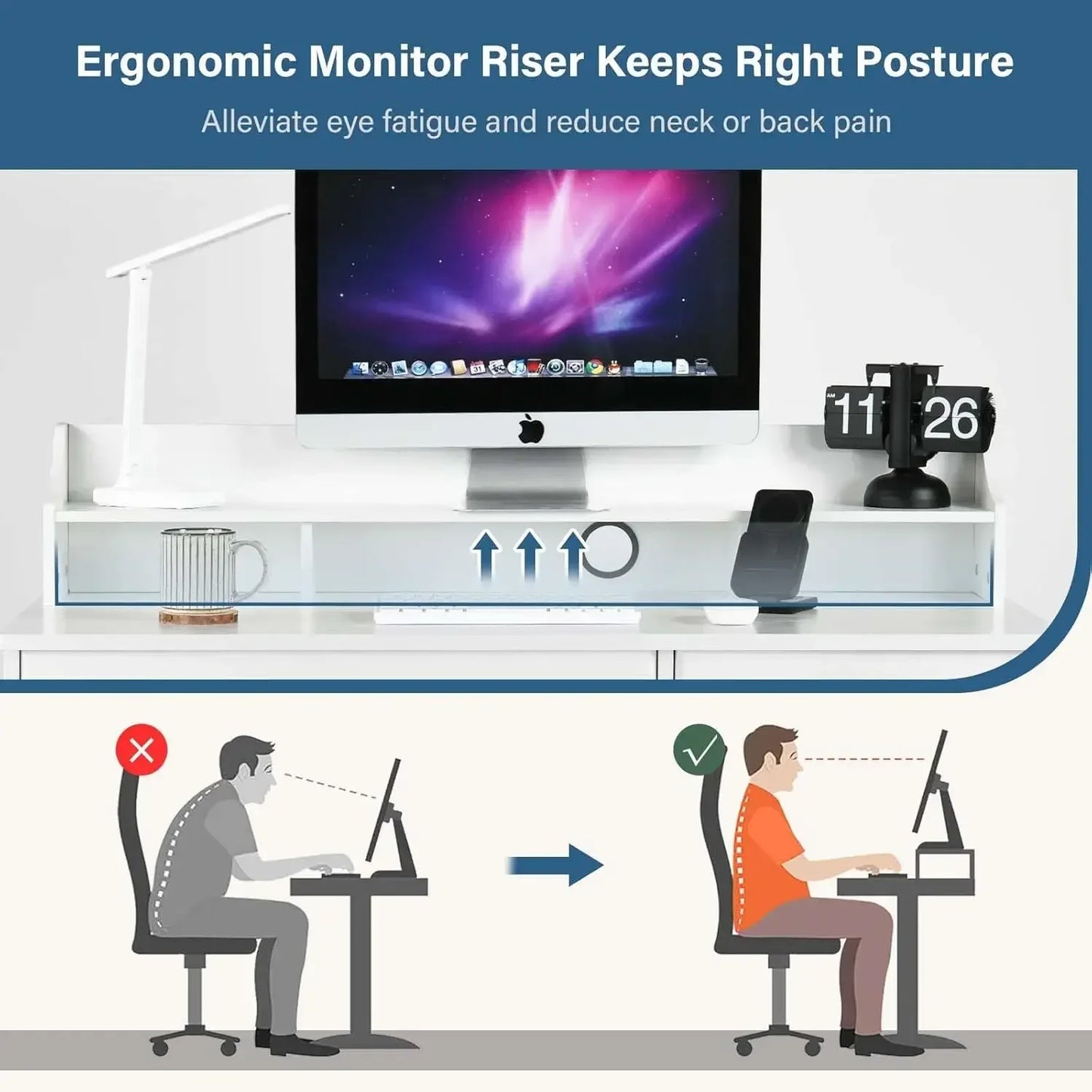 White Desk 4 Drawers Computer Desk Wood Writing Workstation Student Desk