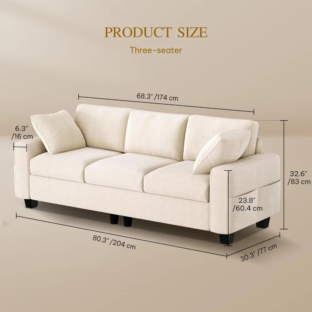 Ljustra 80 Inch Comfy Upholstered Sofa Couch Modern Loveseat Sleeper