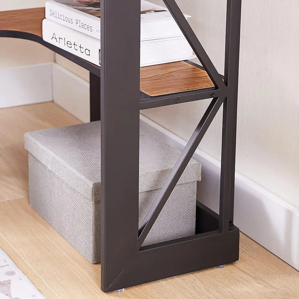 Corner Triangle Computer Desk Small Space Steel Frame Storage Table