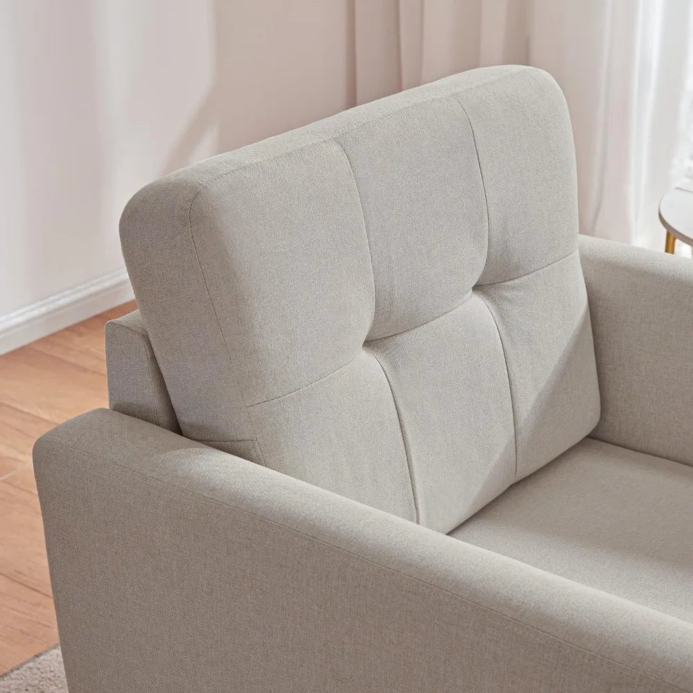 Linen Accent Chair Mid Century Modern Upholstered Reading Comfy Chair