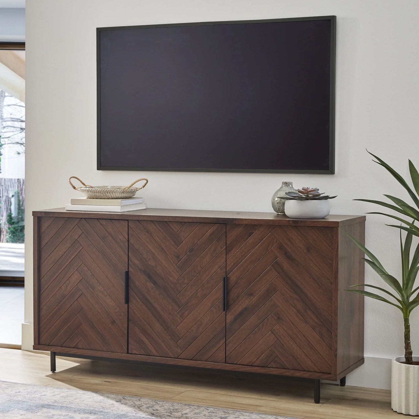 Wyatt Geo TV Stand for TVs Up To 70 Inch Modern Design Adjustable Shelves