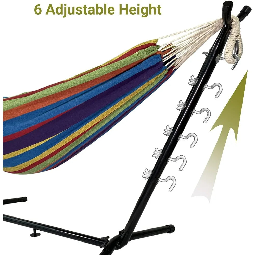 Large Hammock with Steel Stand for 2 Person Relaxation Max 600 Lbs