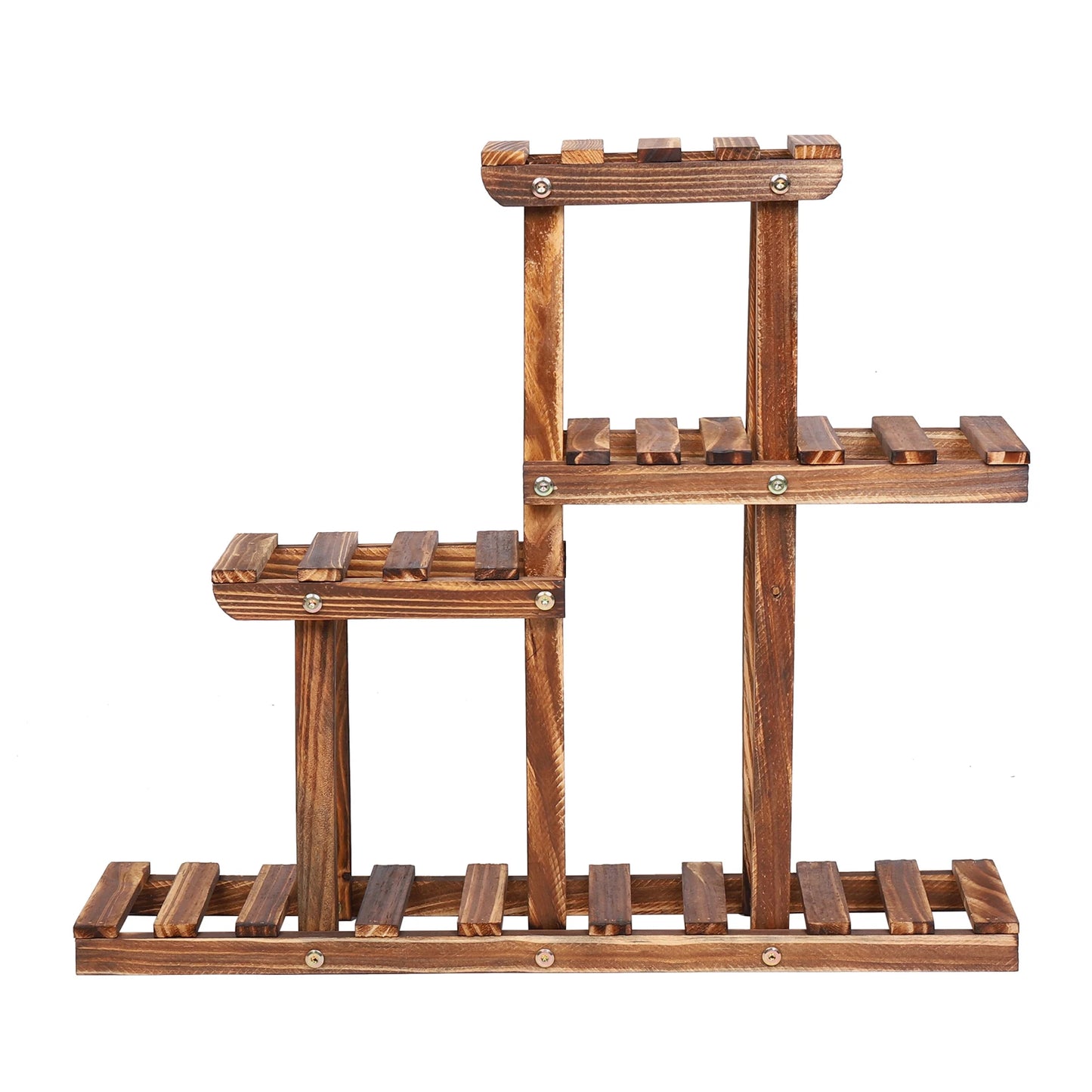 Carbonized Wood Multi Tier Plant Stand for Indoor Outdoor Succulents