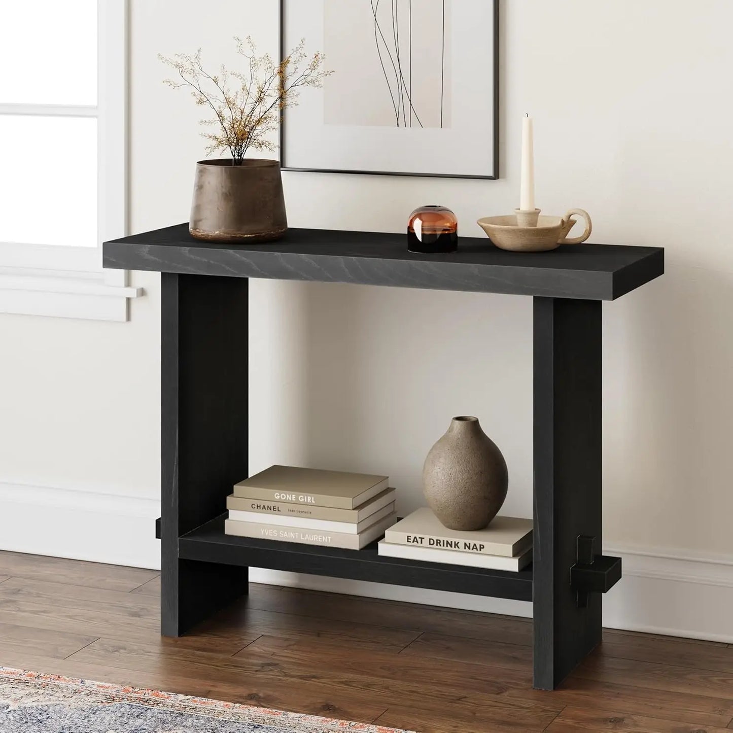 Virgo Wood Accent Storage Console Table for Entryway Living Room