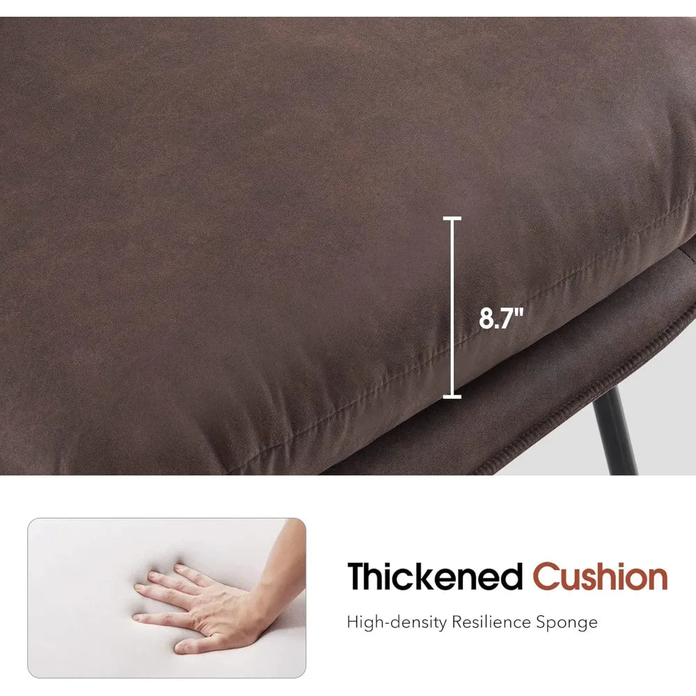 Modern Accent Chair Ottoman Leathaire Fabric Upholstered Small Space