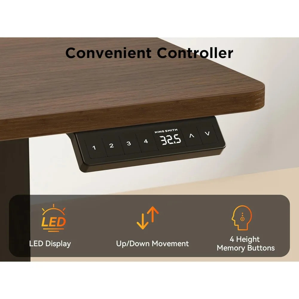 L Shaped Electric Standing Desk 63x55 Inches Height Adjustable with Cup Holder