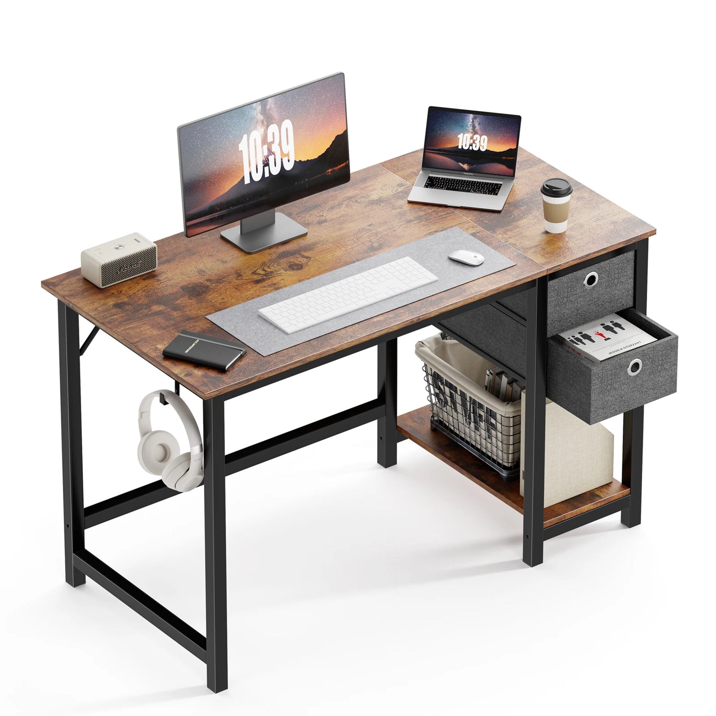 Ljustra 55 Inch Computer Desk With Drawers Home Office Writing Desk