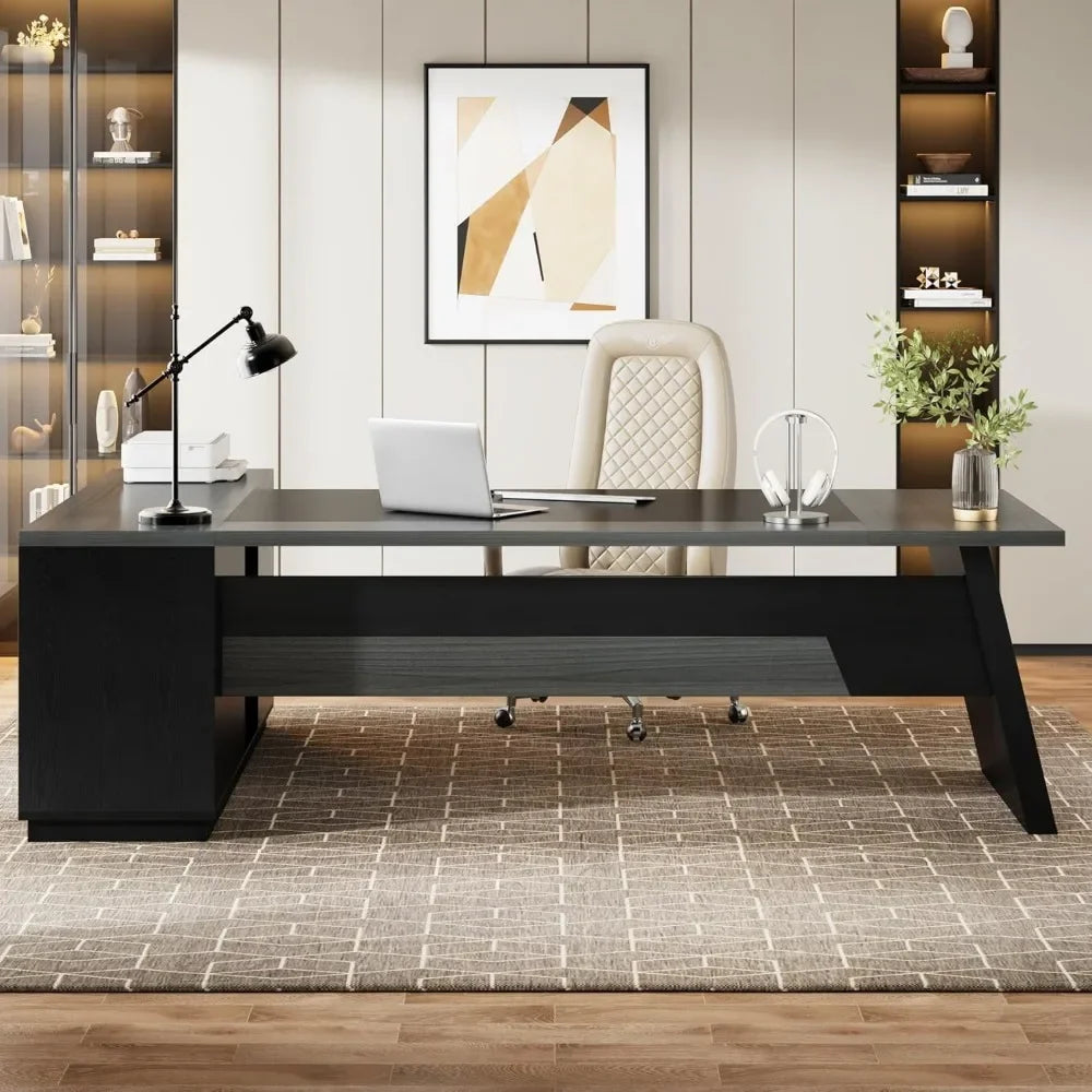 Large L-Shaped Executive Desk Modern Office Furniture with Storage