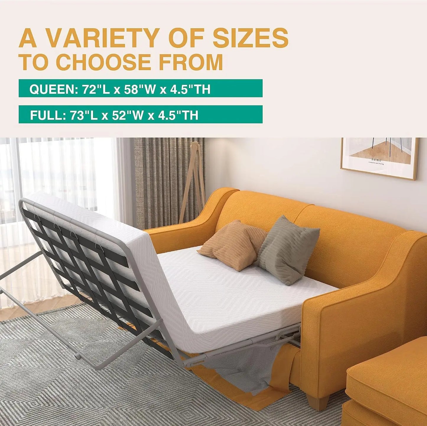 Ljustra 4.5 Inch Memory Foam Sofa Bed Mattress Replacement Full Size