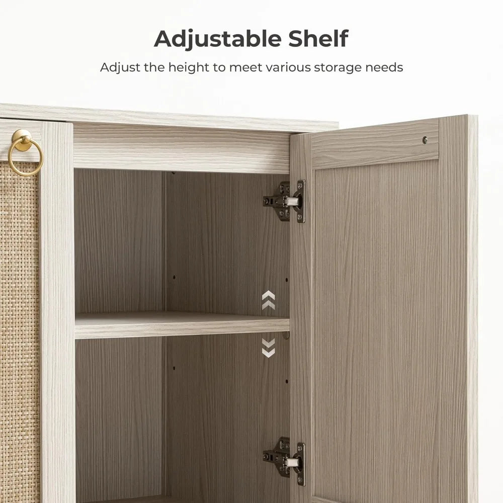 Rattan Sideboard Buffet Cabinet Large Storage Boho Credenza