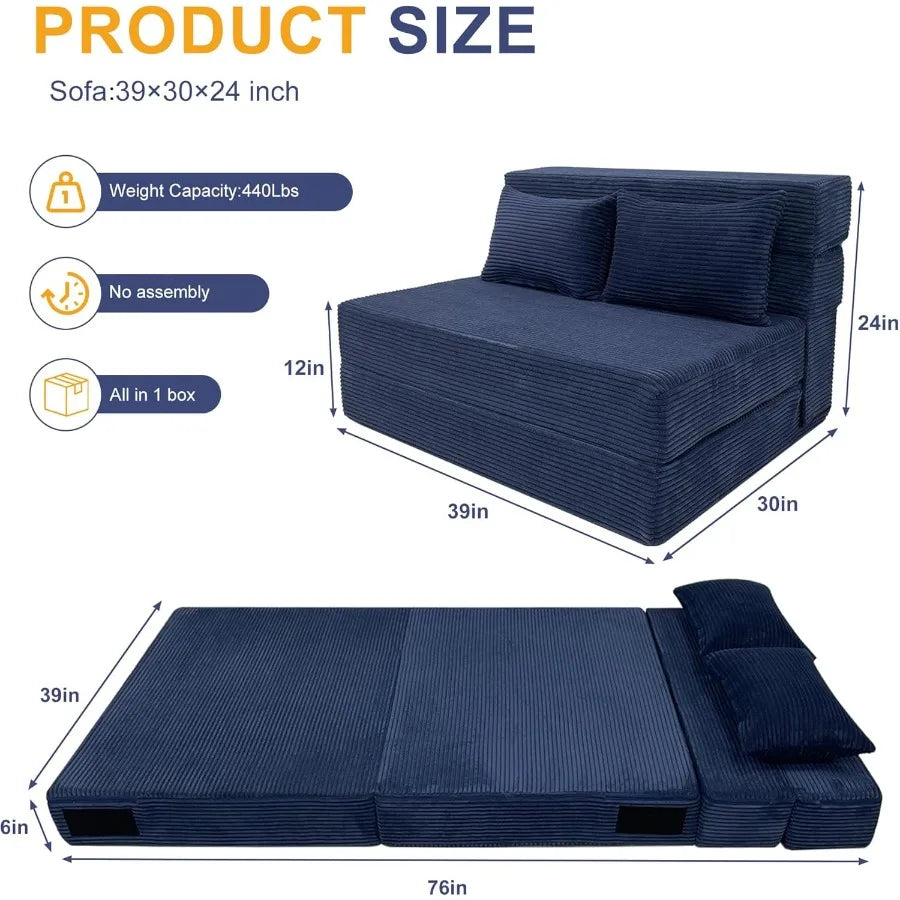 Ljustra Convertible Sofa Bed Loveseat Memory Foam Modern Small Couch