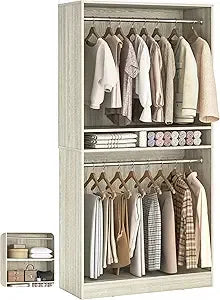 3FT Freestanding Closet Organizer with Adjustable Shelves and Rods