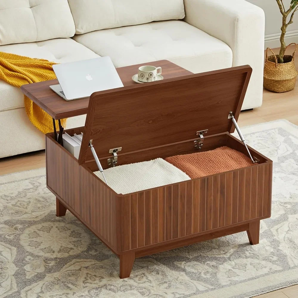 Lift Top Coffee Table with Hidden Storage Farmhouse Square Center Table