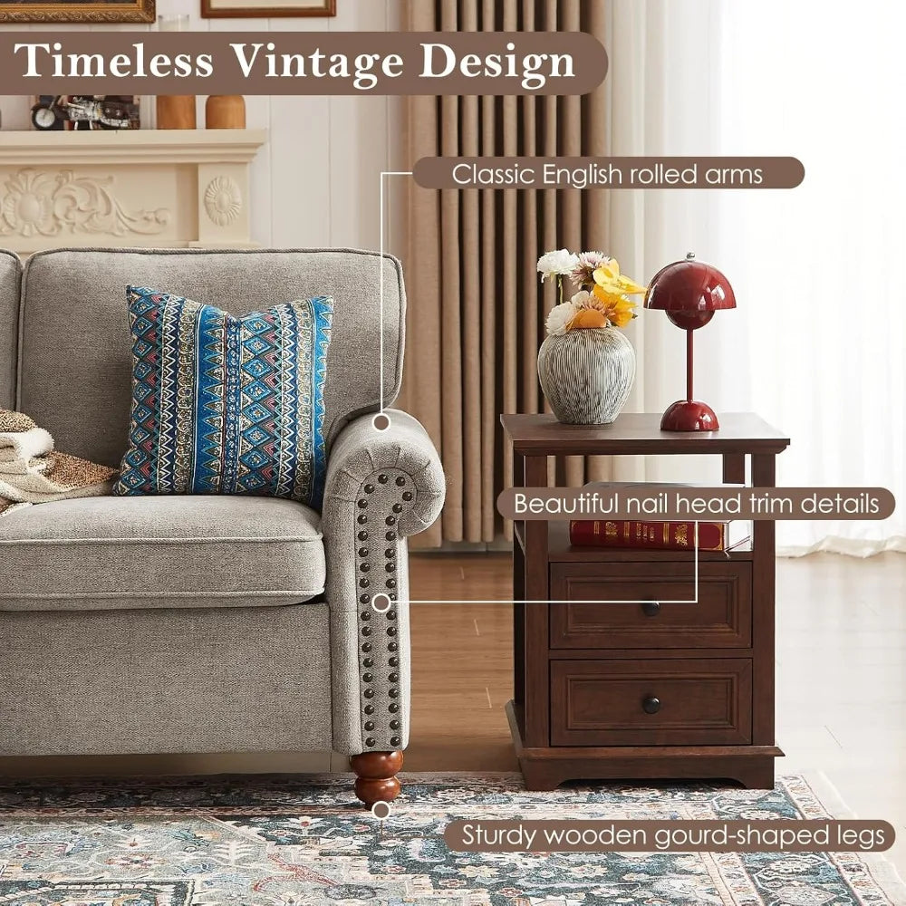 Ljustra 3 Seater Sofa Rolled Arm Upholstered Chenille Couch