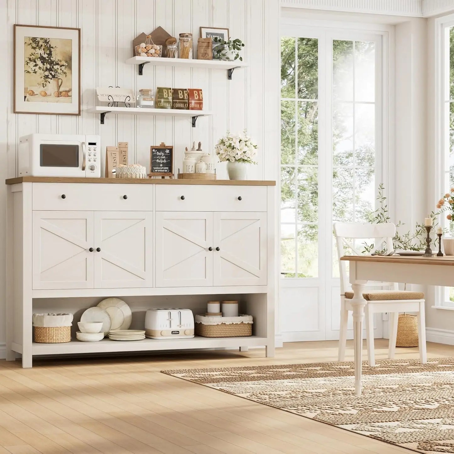 55 Inch Buffet Sideboard Storage Cabinet Kitchen Living Room Bar
